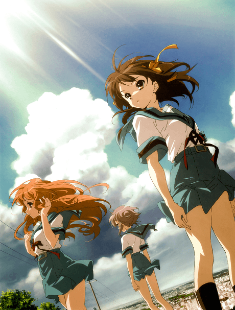 KonoSuba: Fantastic Days × The Melancholy of Haruhi Suzumiya: Aqua, Kyon,  Haruhi Suzumiya, Kazuma Satou and Mikuru Asahina, Anime / Manga